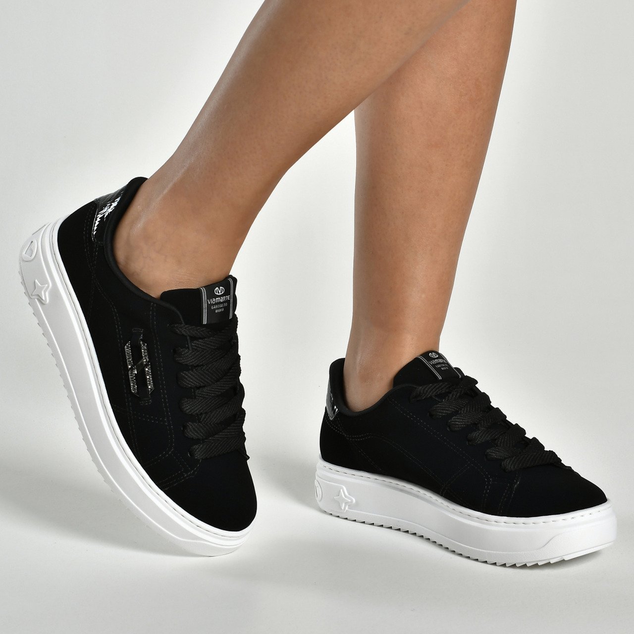 Tênis Via Marte Casual Feminino Nobuck Preto Preto 2