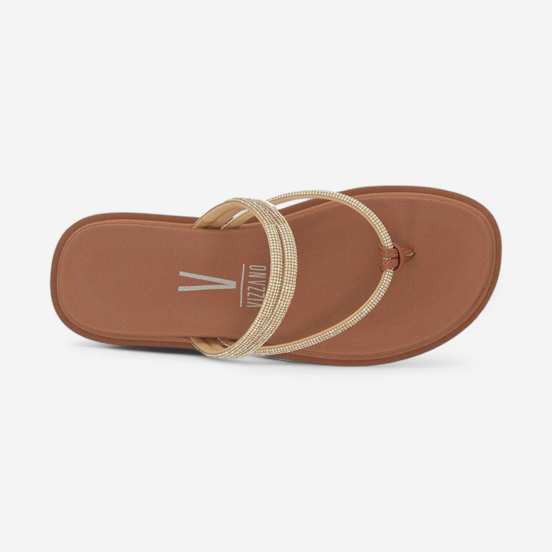 Tamanco Papete Vizzano Com Strass Marrom Mocca/Dourado 6