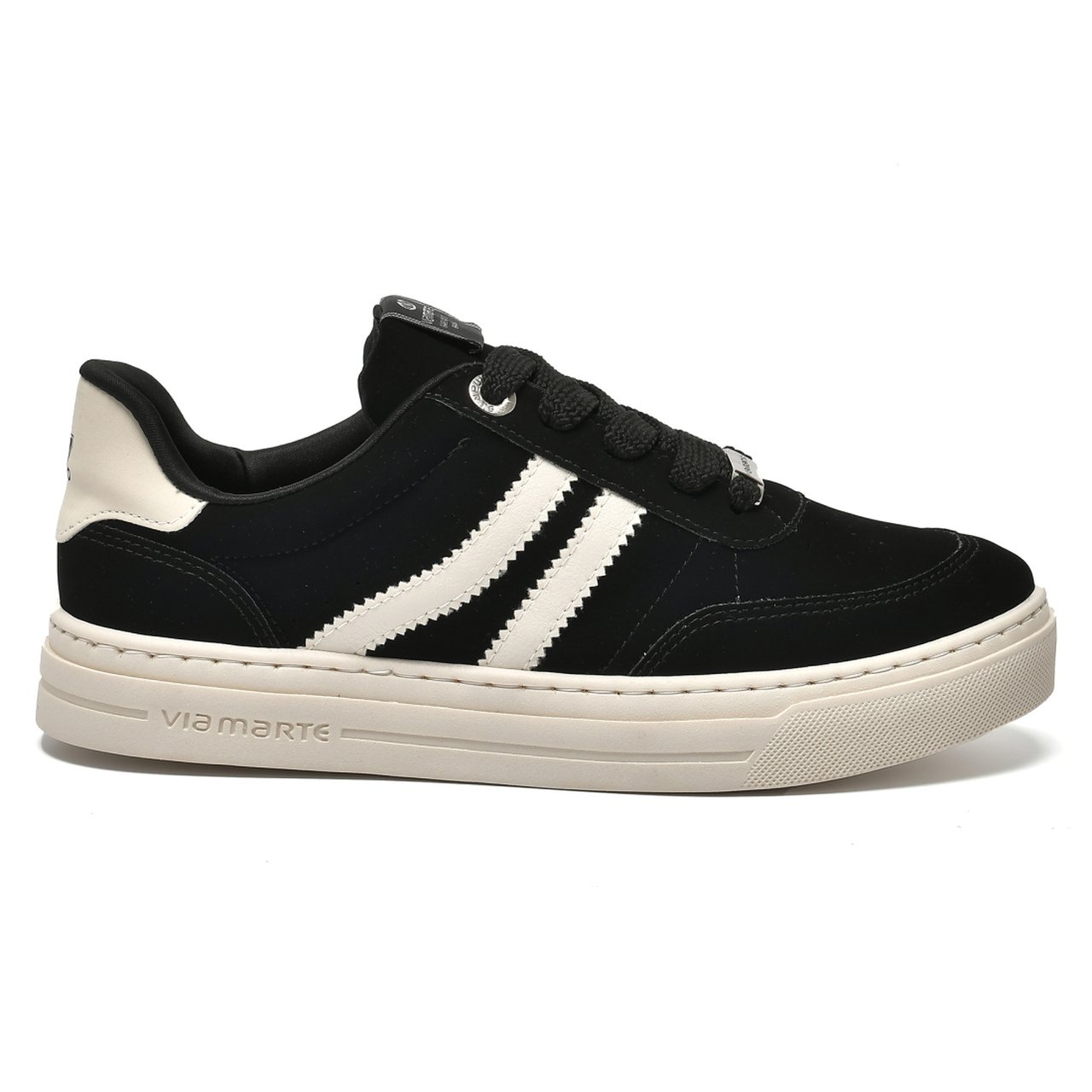 Tênis Via Marte Casual Feminino Nobuck Preto Preto 2