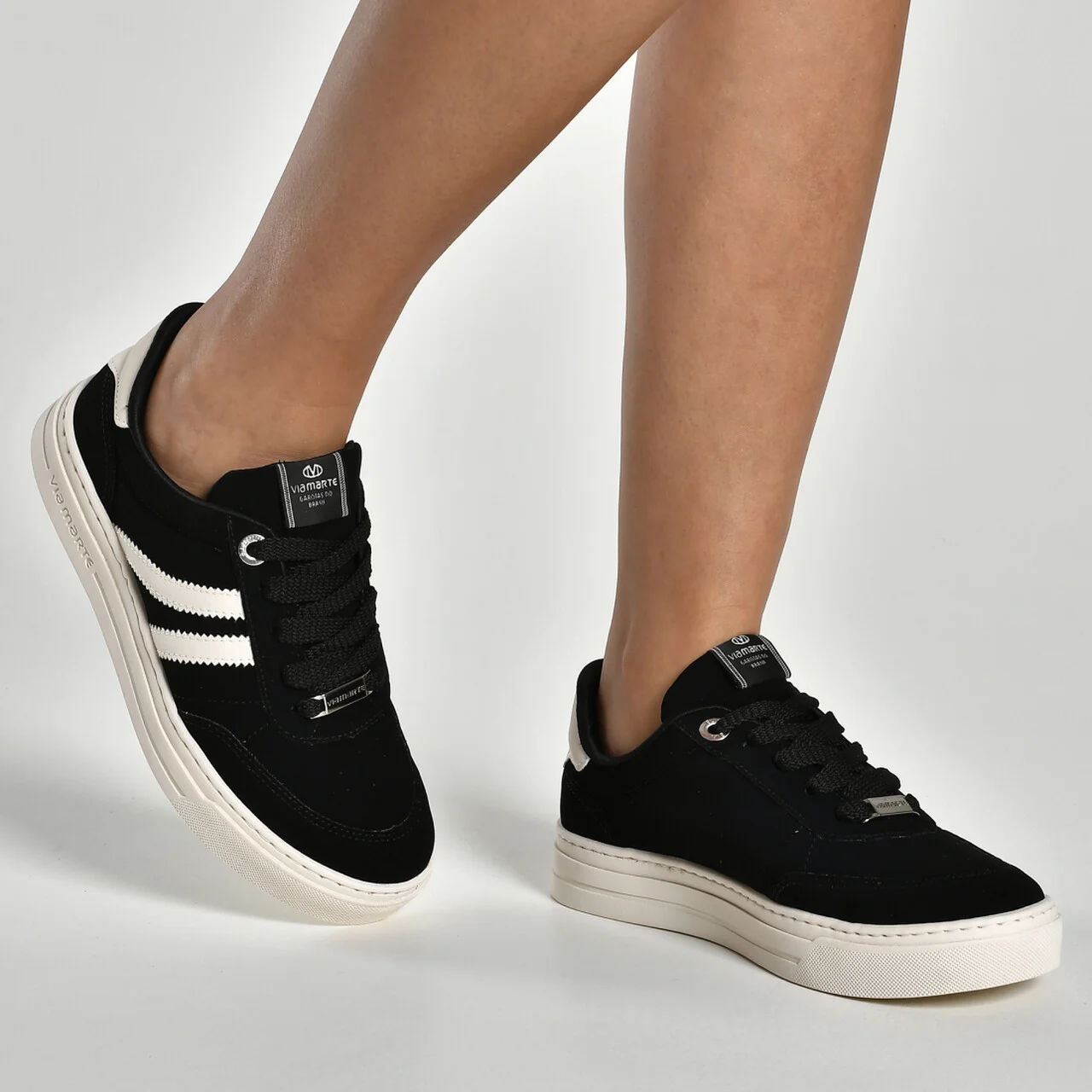 Tênis Via Marte Casual Feminino Nobuck Preto Preto 3