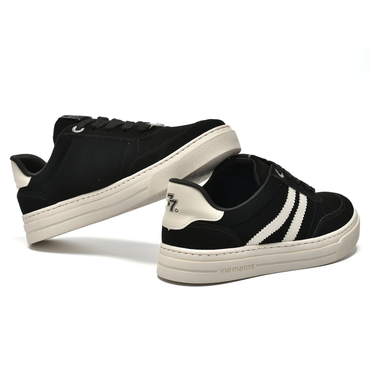 Tênis Via Marte Casual Feminino Nobuck Preto Preto 4