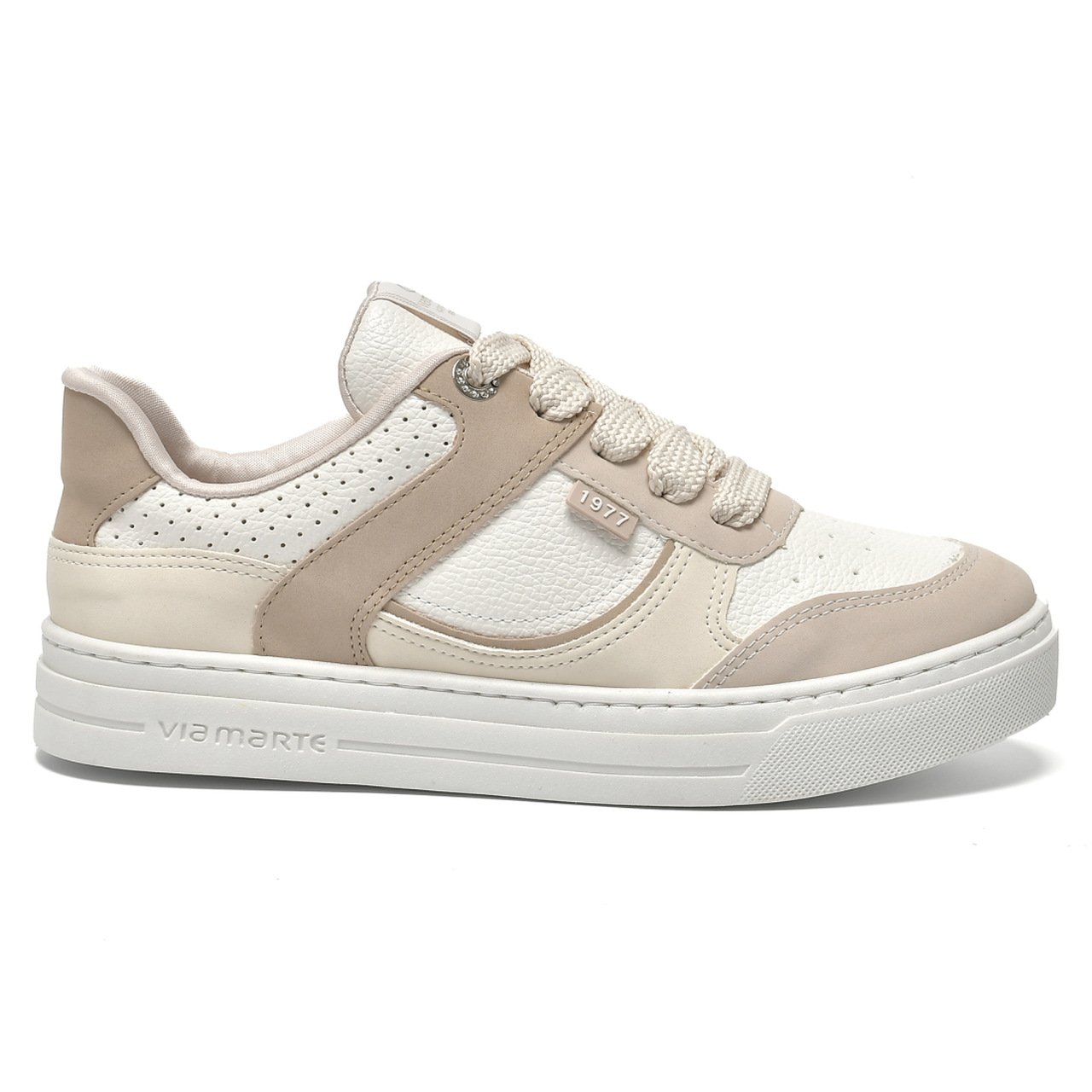 Tênis Via Marte Casual Feminino Bege/Branco Bege/Branco 2