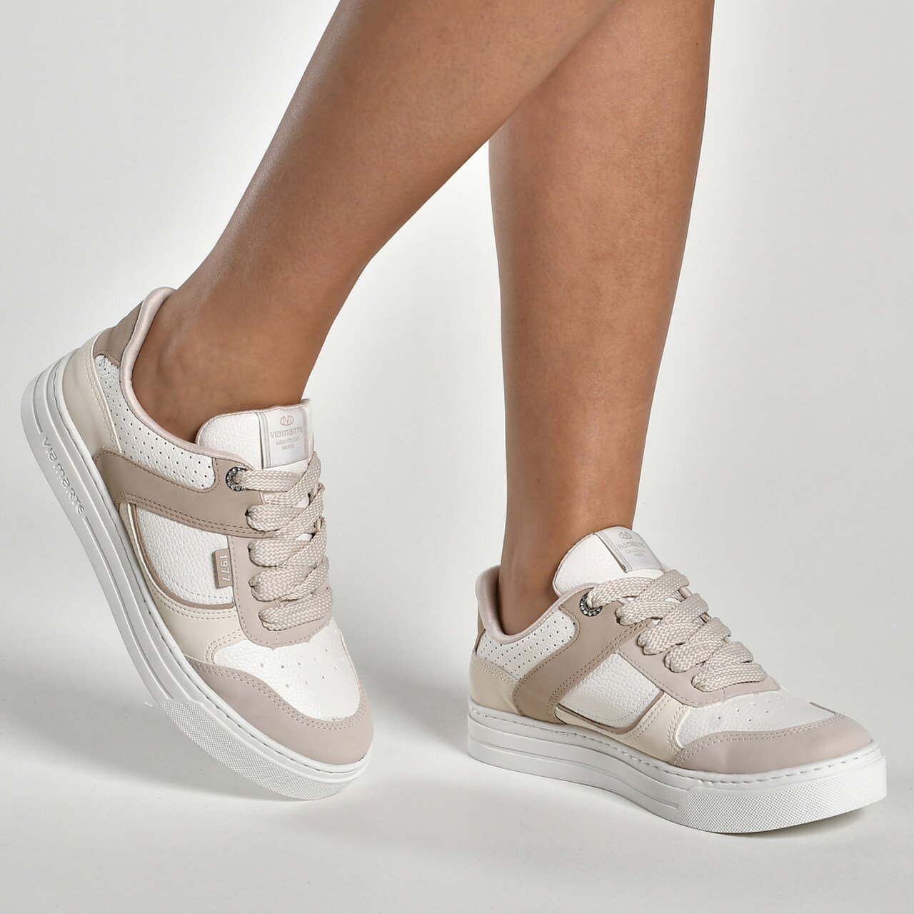 Tênis Via Marte Casual Feminino Bege/Branco Bege/Branco 3