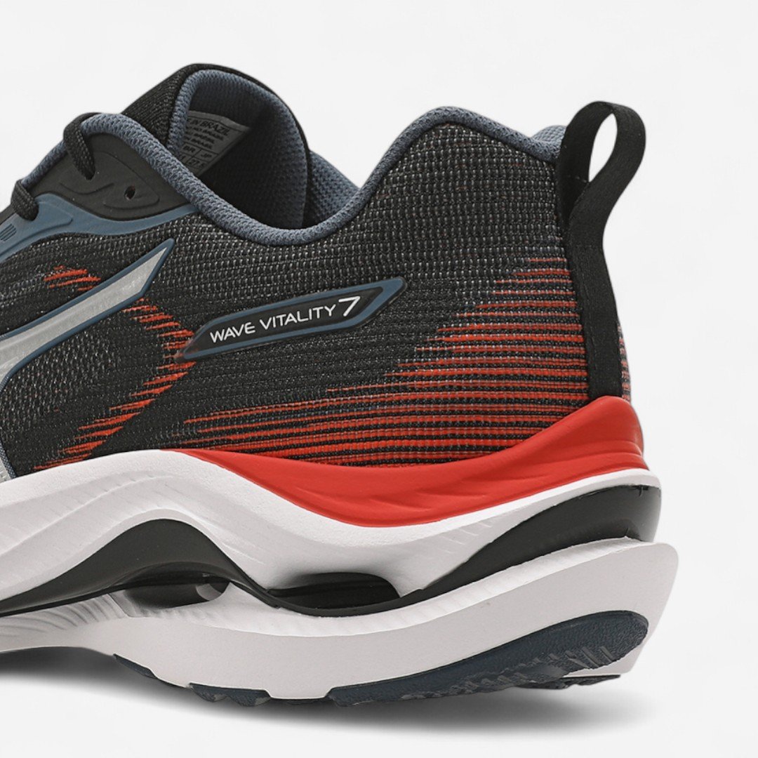 Tênis De Corrida Mizuno Wave Vitality 7 Masculino Preto Preto/Laranja
