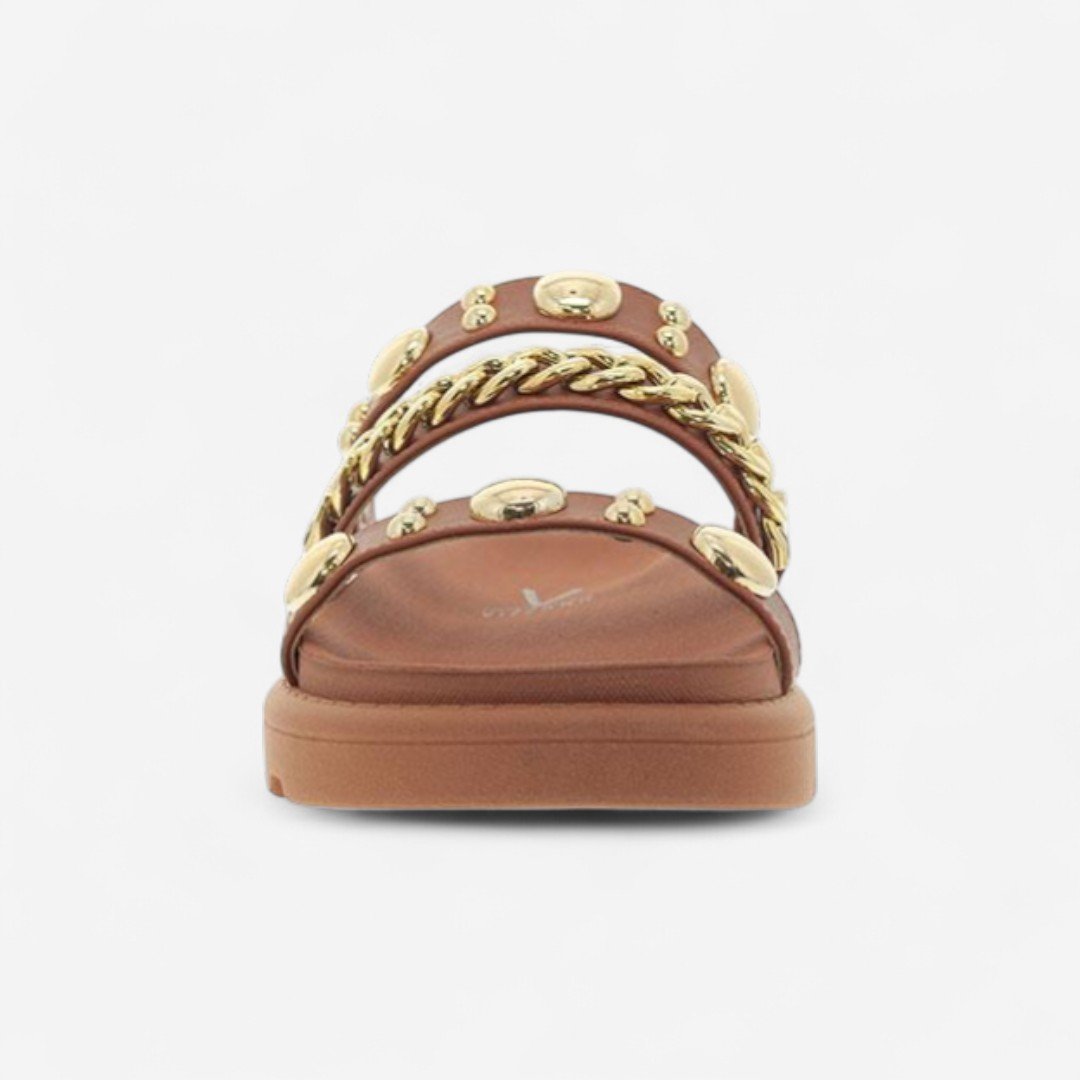 Chinelo Slide Vizzano com Corrente Feminino Marrom Mocca 3