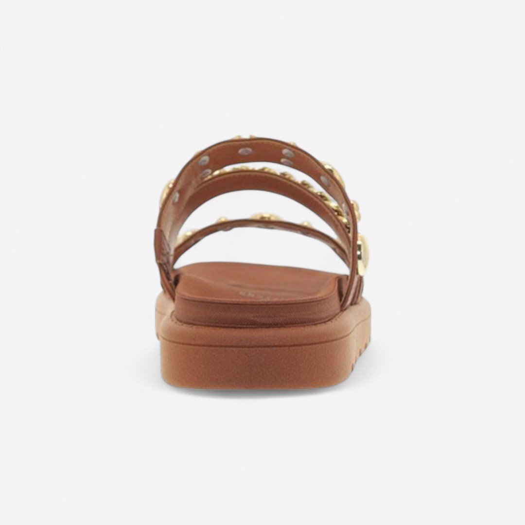 Chinelo Slide Vizzano com Corrente Feminino Marrom Mocca 5