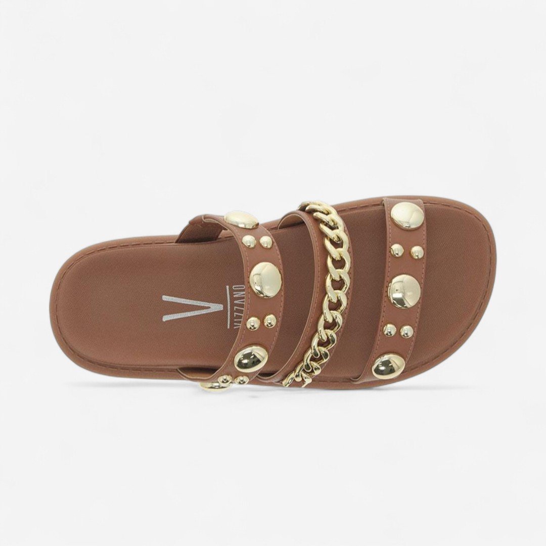Chinelo Slide Vizzano com Corrente Feminino Marrom Mocca 6