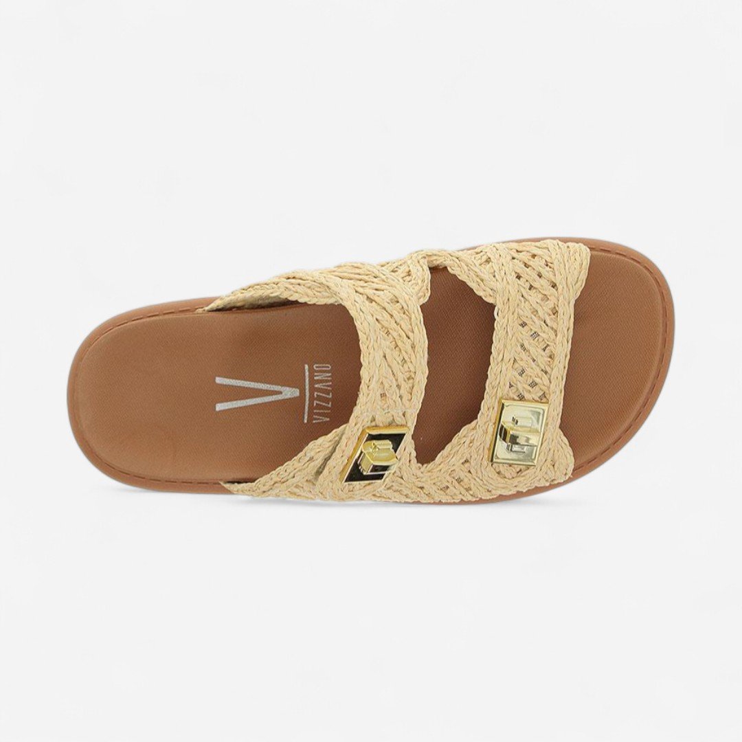 Chinelo Papete Vizzano Feminino Tressê Natural Bege/Marrom 6