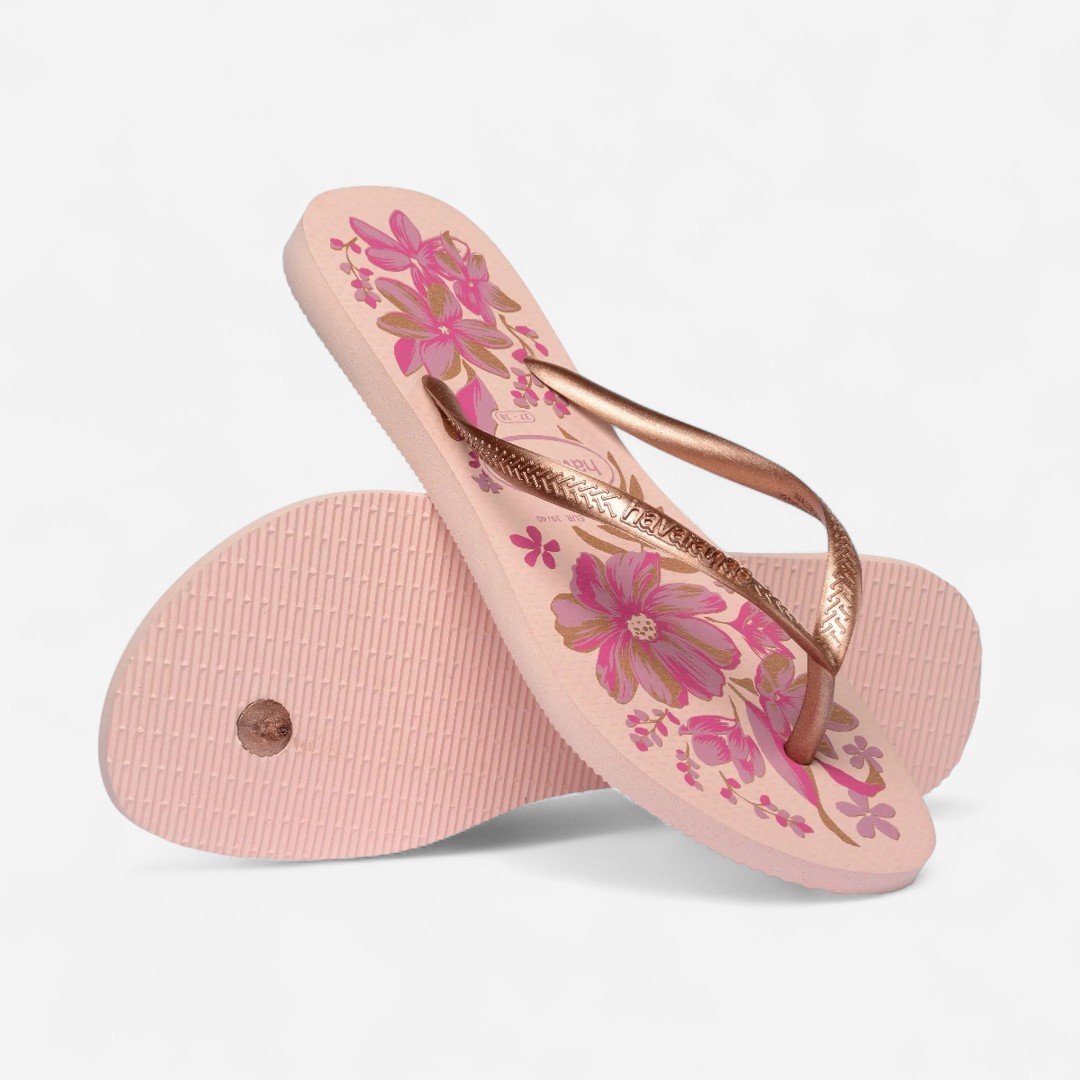 Chinelo Havaianas Slim Organic Rosa Rosa/Dourado 2