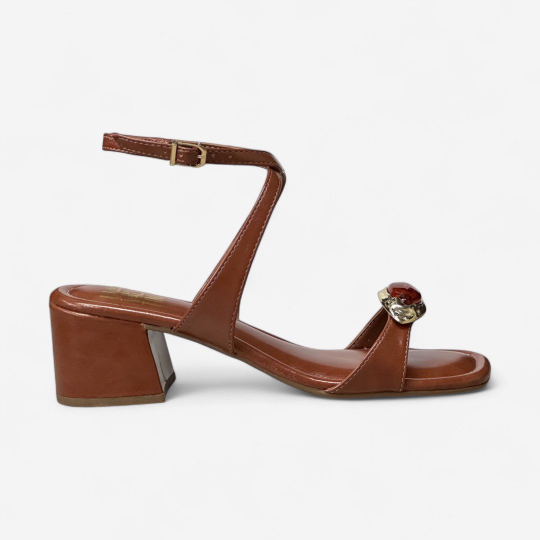 Sandália Di Valentini Salto Baixo Boho Marrom