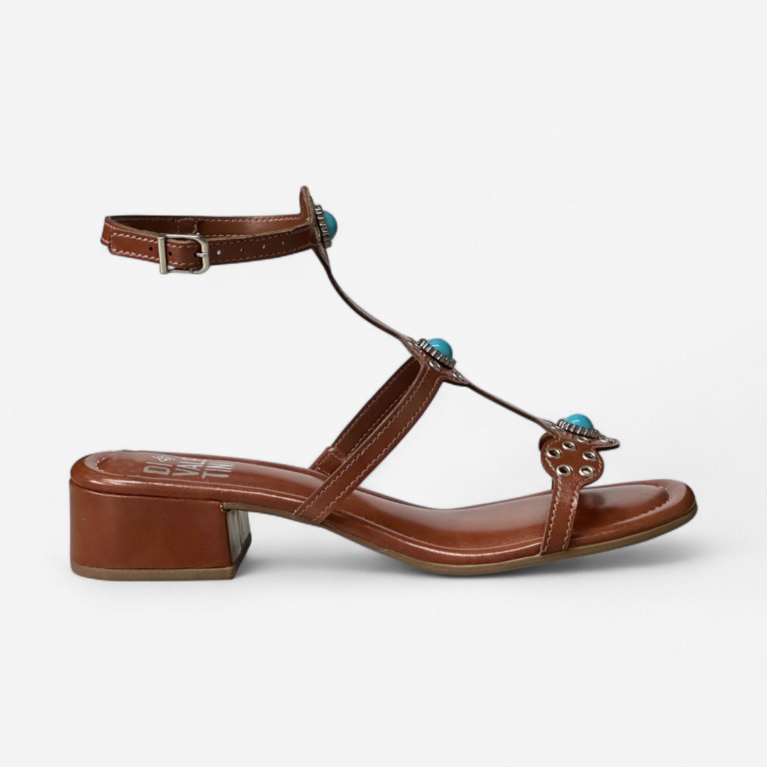 Sandália Di Valentini Salto Baixo Boho Marrom
