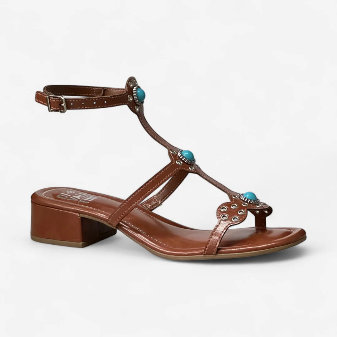 Sandália Di Valentini Salto Baixo Boho Marrom Marrom 2