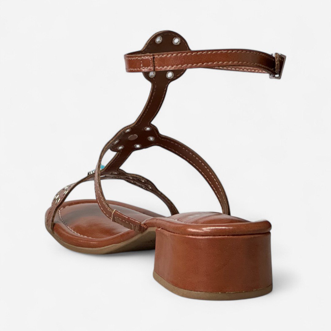 Sandália Di Valentini Salto Baixo Boho Marrom Marrom 4