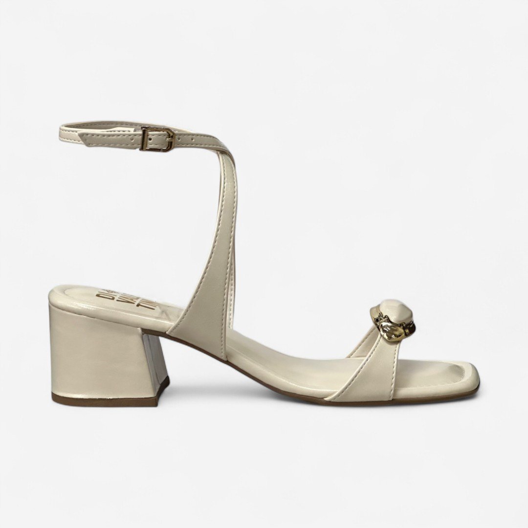 Sandália Di Valentini Salto Baixo Boho Off White