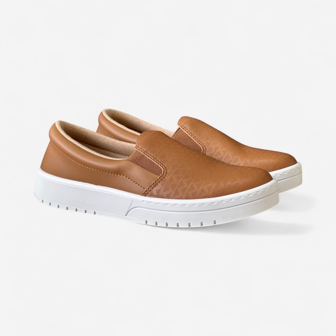 Tênis Moleca Slip On Casual Feminino Caramelo Marrom 3