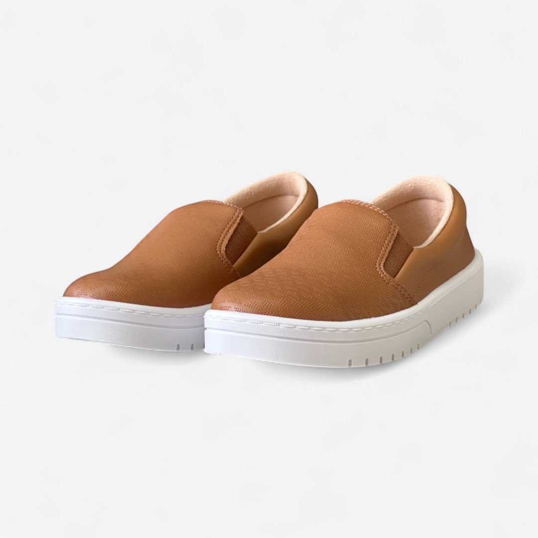 Tênis Moleca Slip On Casual Feminino Caramelo Marrom 4