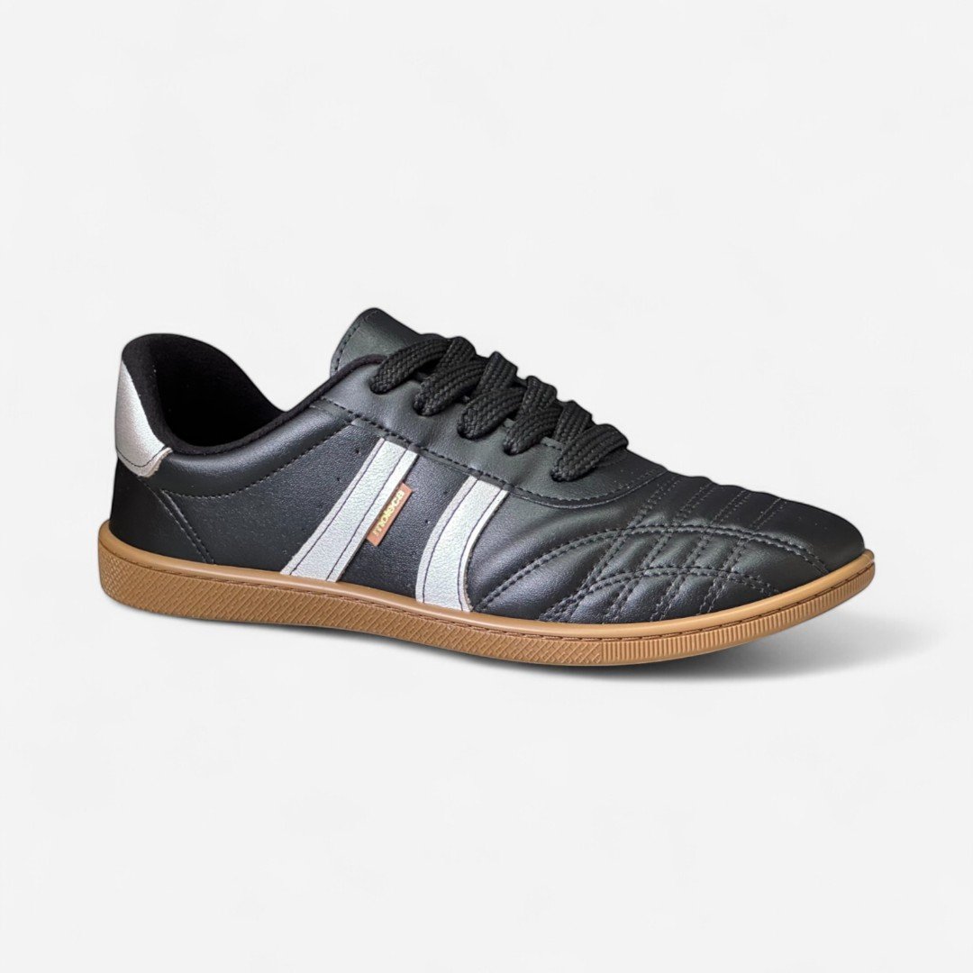 Tênis Chuteira Moleca Casual Feminino Preto Preto/Prata 2