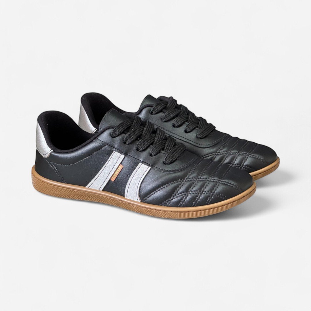 Tênis Chuteira Moleca Casual Feminino Preto Preto/Prata 4