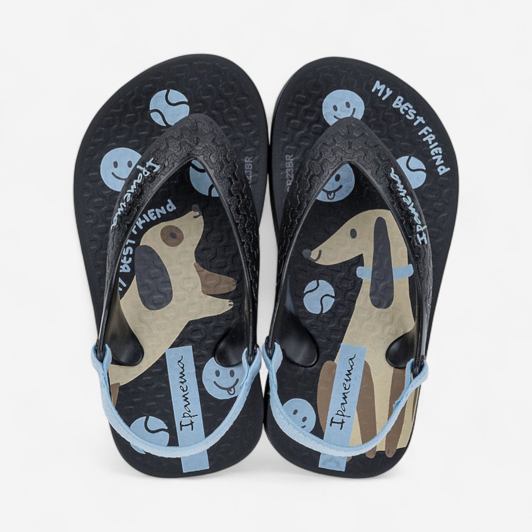 Chinelo Ipanema Baby Com Elástico Cachorrinho Preto