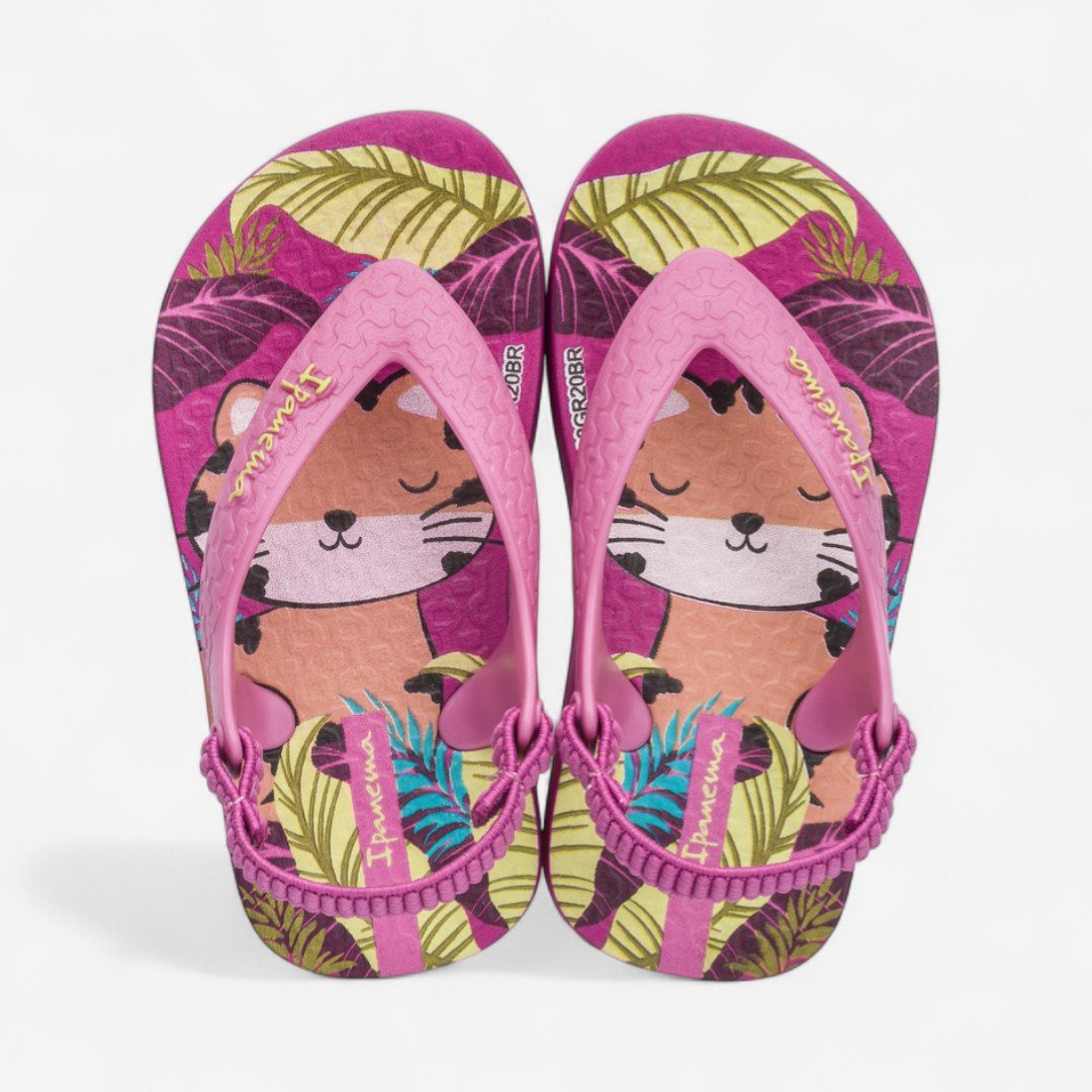 Chinelo Ipanema Baby Com Elástico Tigrinho Rosa Rosa 2
