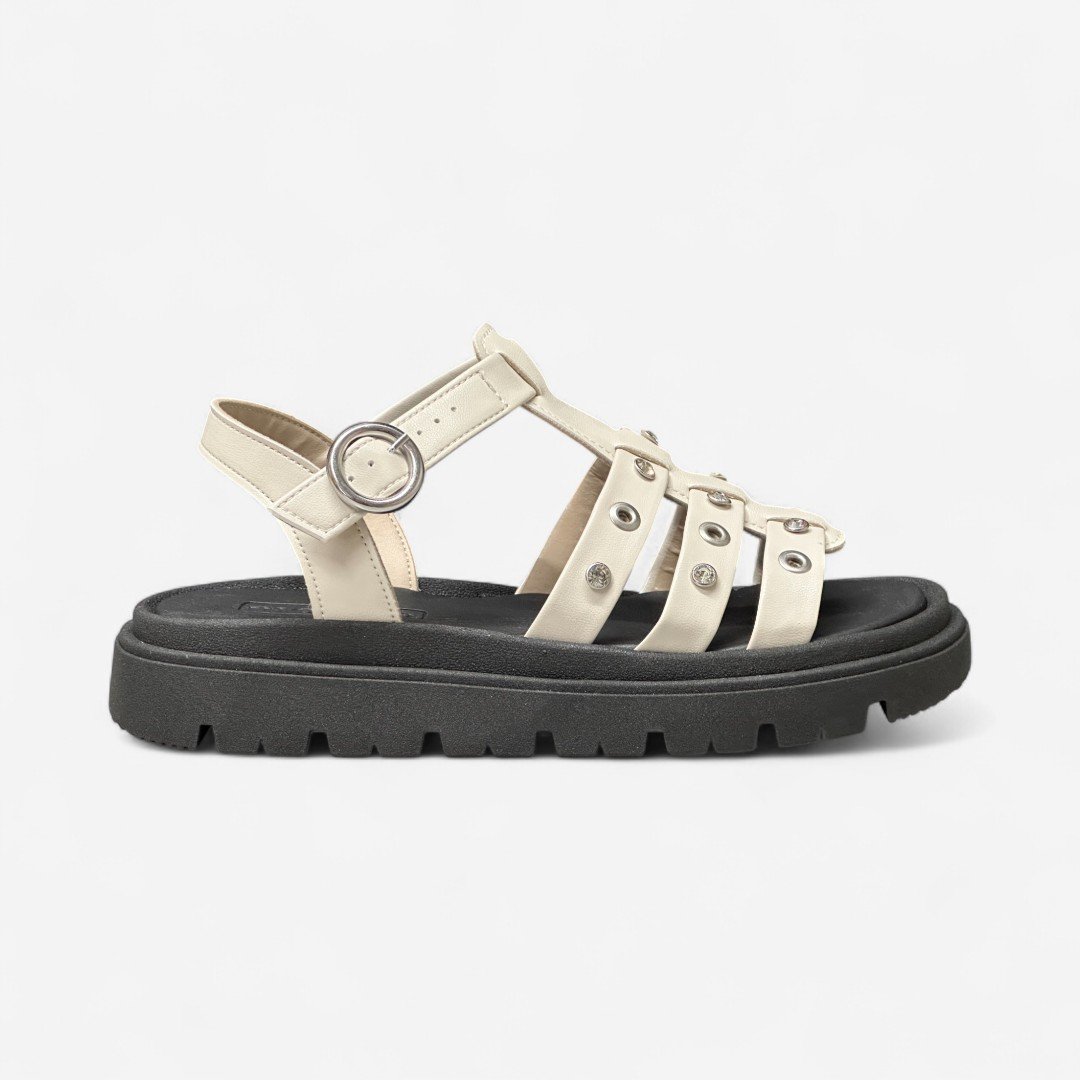 Sandália Papete Moleca Tratorada Off White