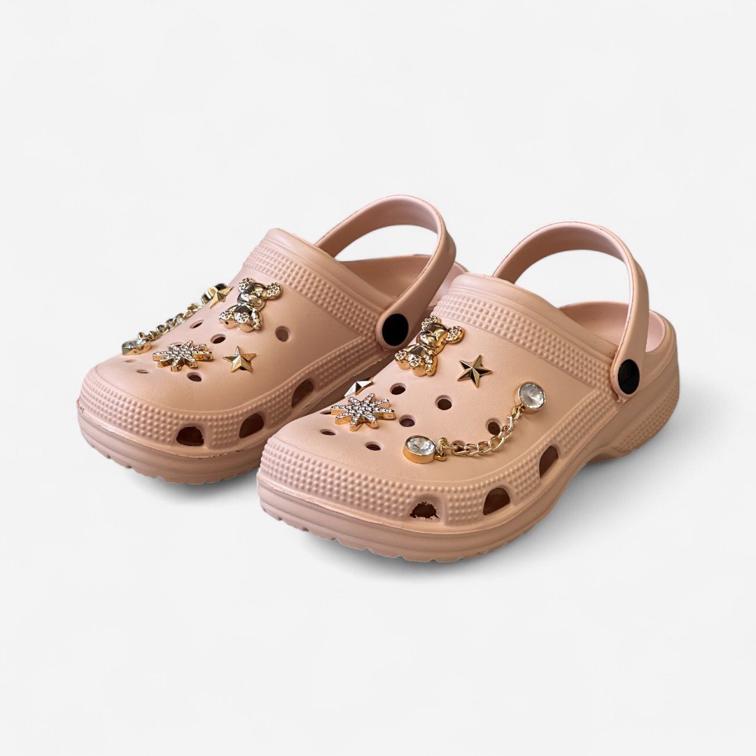 Babuche Feminino Nude Com Bottons Bege 2