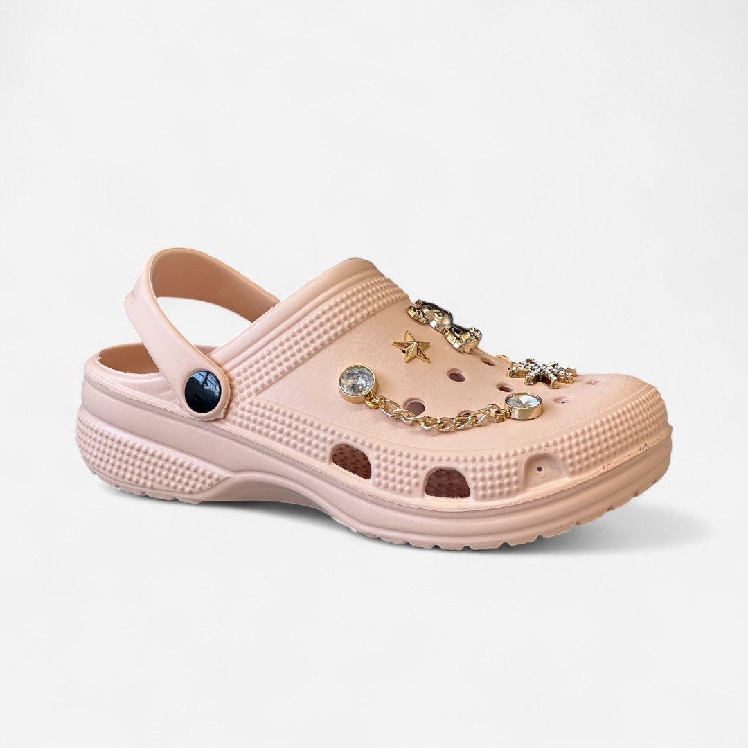 Babuche Feminino Nude Com Bottons Bege 3
