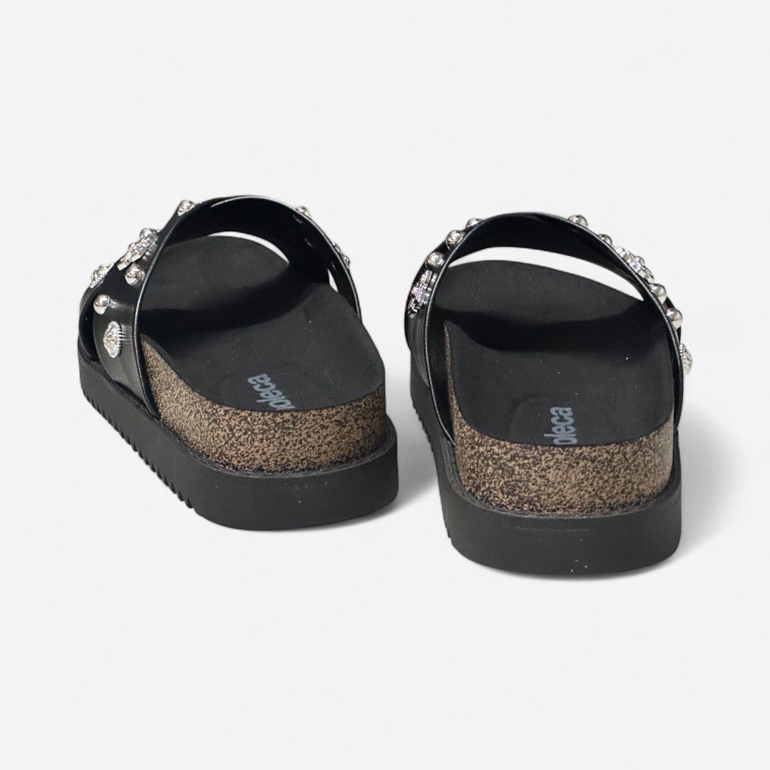 Tamanco Plataforma Moleca Papete Com Enfeites Preto Preto 5