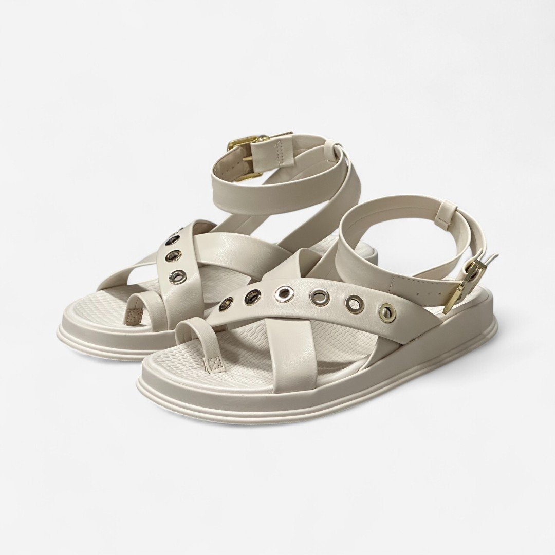 Sandália Papete Rasteira Moleca De Dedo Off White Branco 4