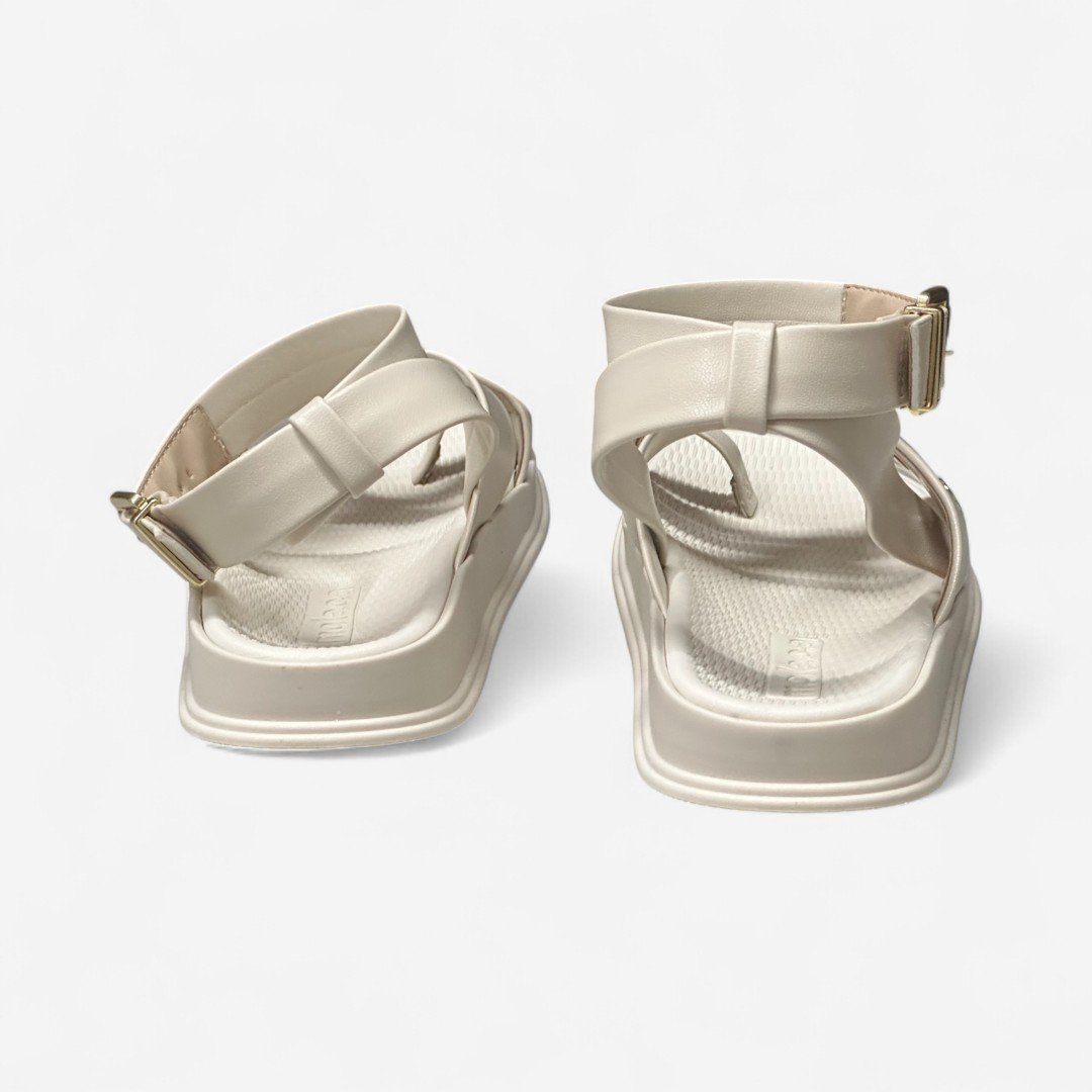 Sandália Papete Rasteira Moleca De Dedo Off White Branco 5