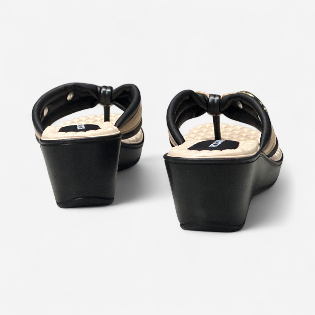 Tamanco Piccadilly Anabela De Dedo Preto Preto/Brule 4