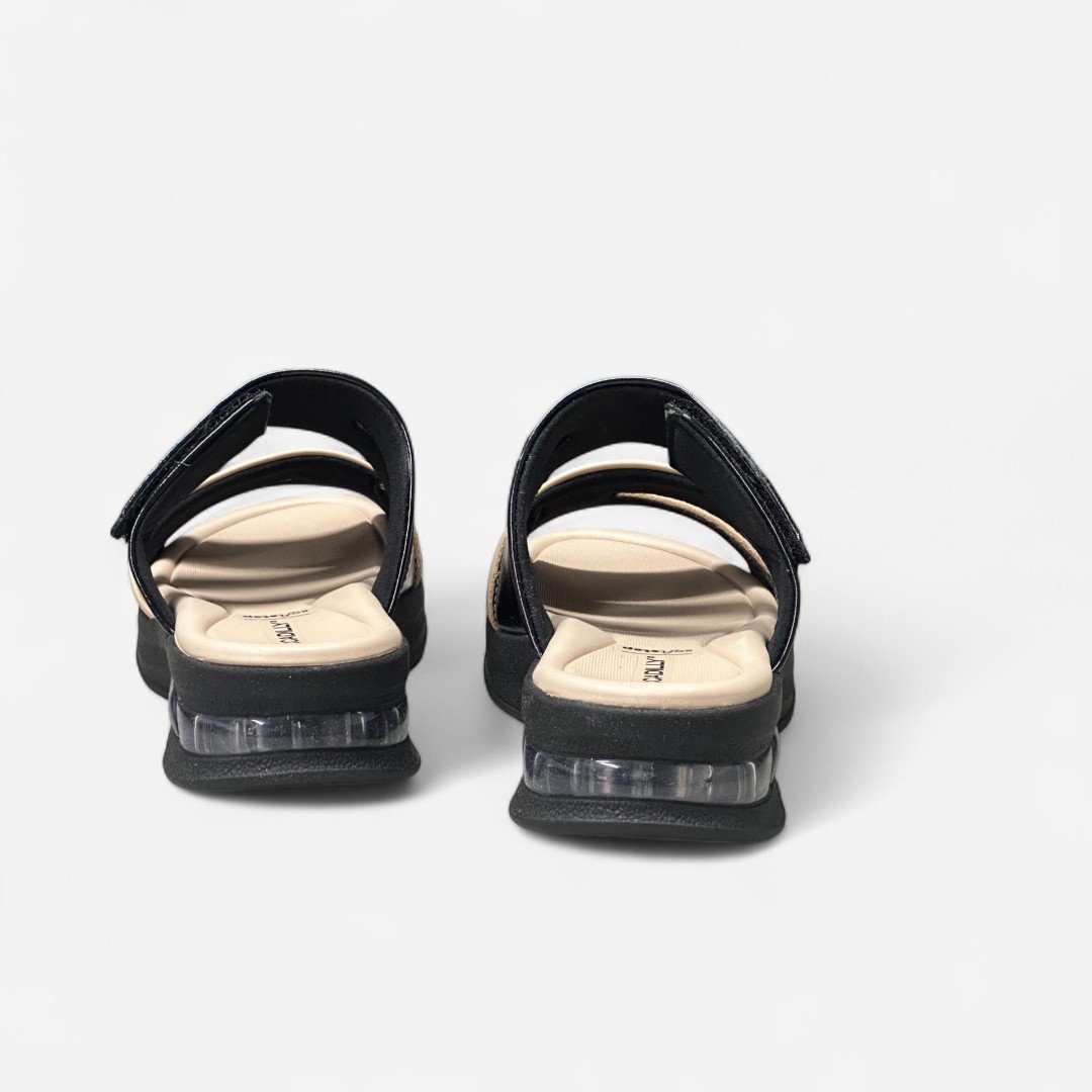 Tamanco Piccadilly Anabela Com Velcro Preto Preto/Brule 4
