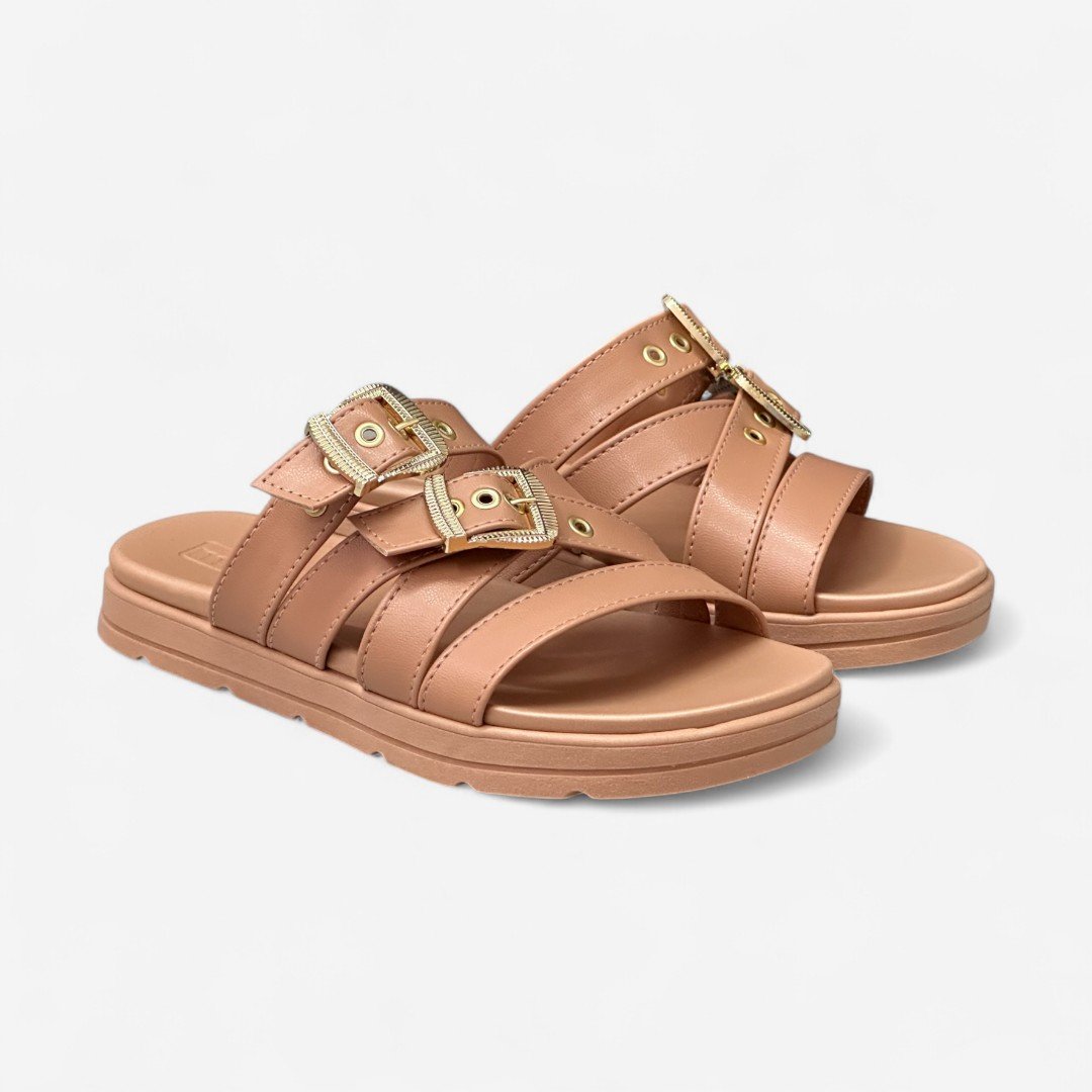 Tamanco Moleca Papete Com Fivelas Nude Nude 3