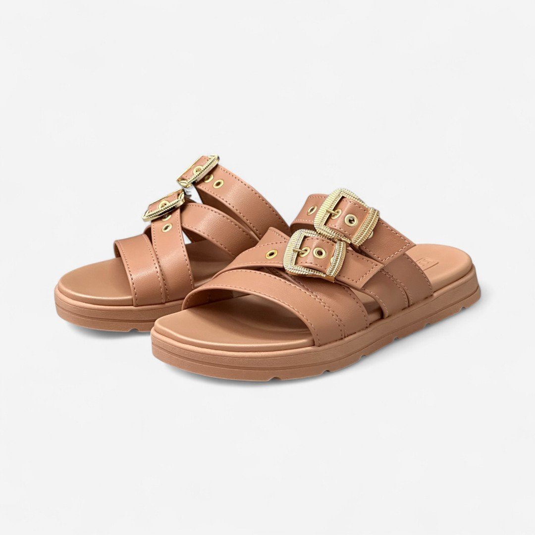 Tamanco Moleca Papete Com Fivelas Nude Nude 4
