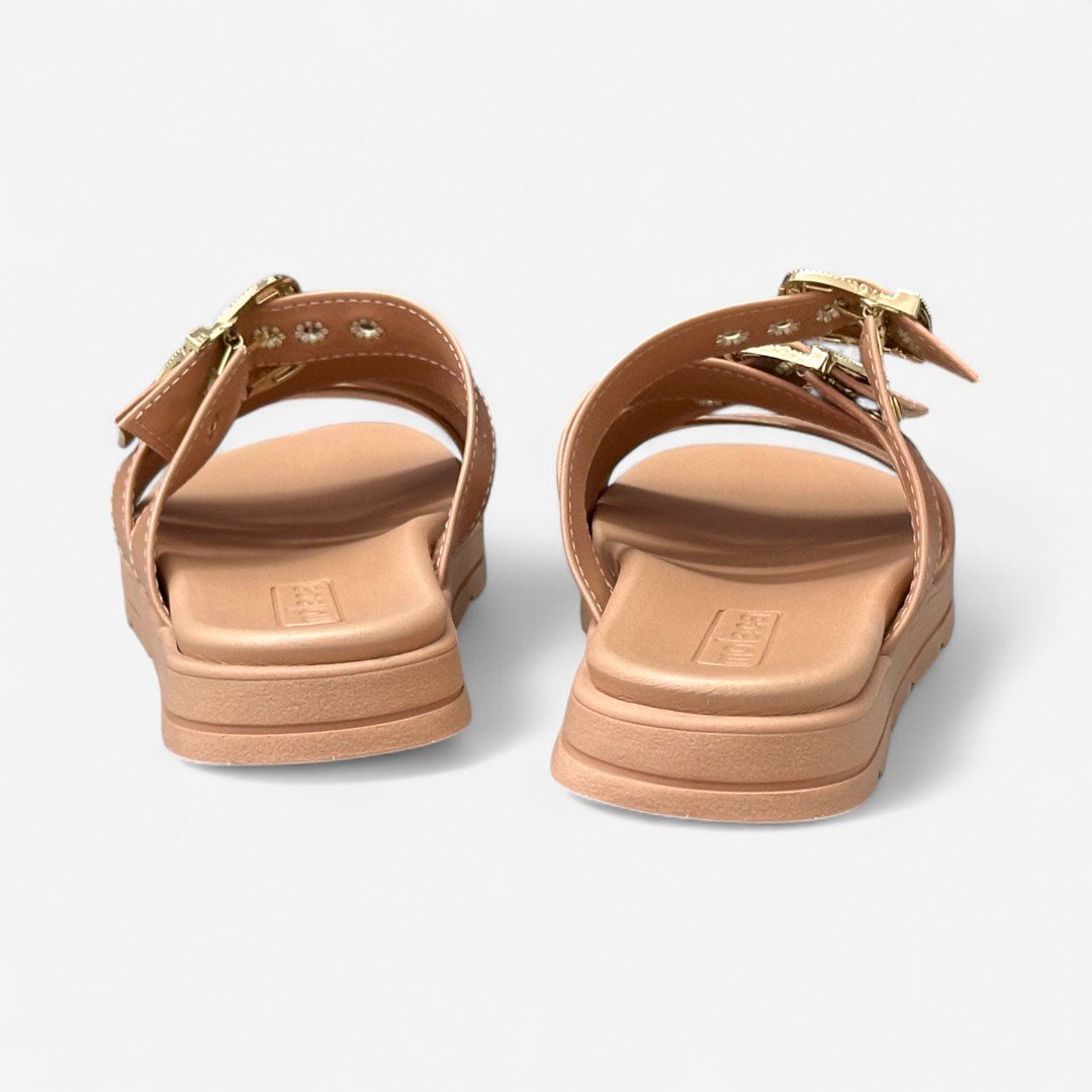 Tamanco Moleca Papete Com Fivelas Nude Nude 5