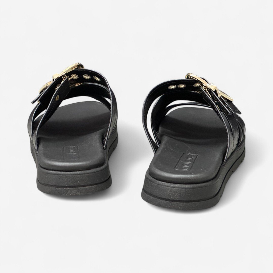 Tamanco Moleca Papete Com Fivelas Preto Preto 5