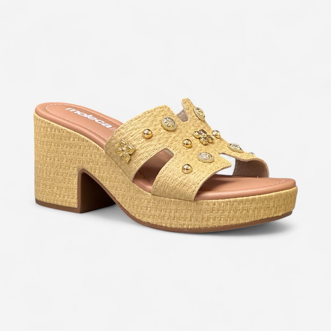 Tamanco Moleca Clog Plataforma Tressê Natural Natural 2