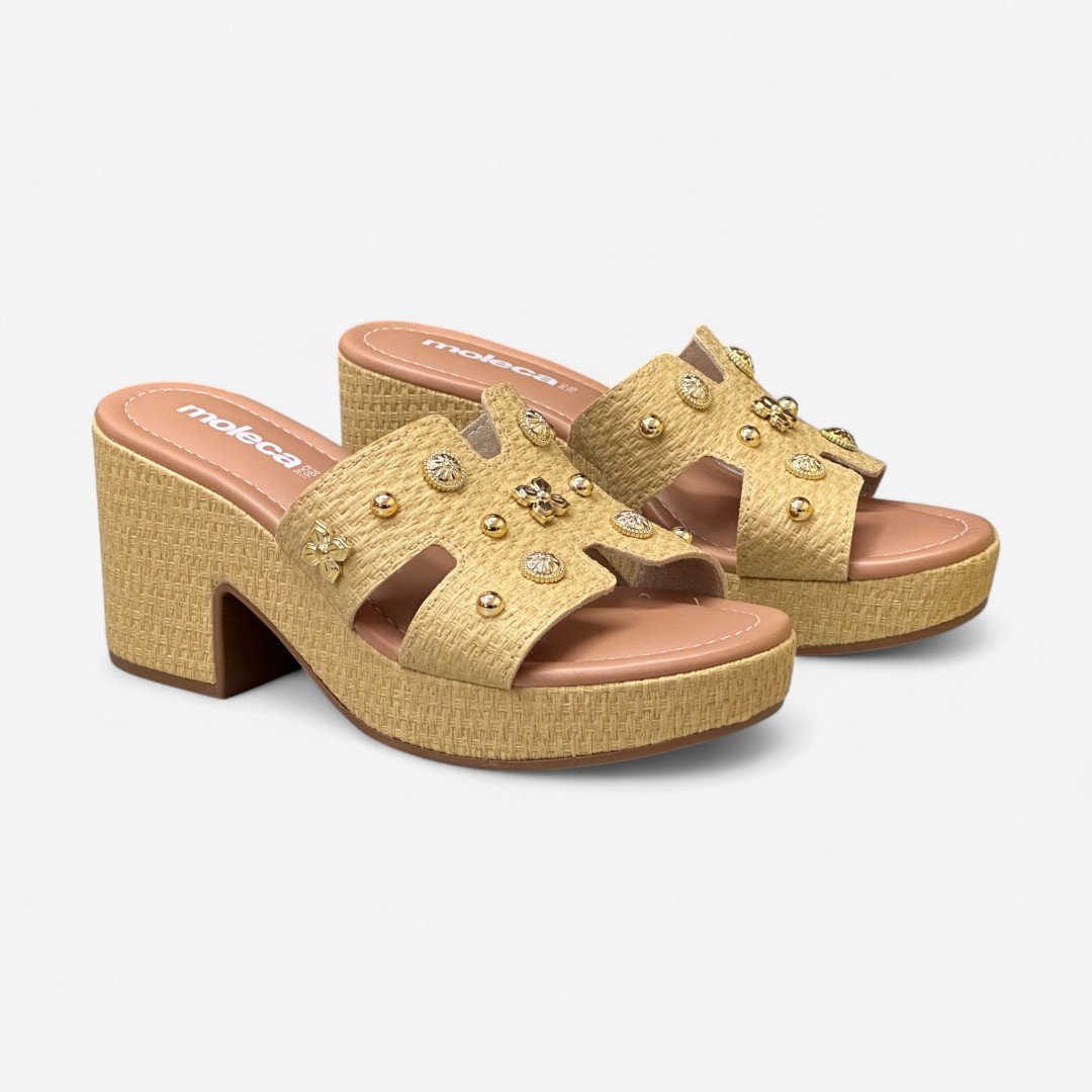 Tamanco Moleca Clog Plataforma Tressê Natural Natural 3