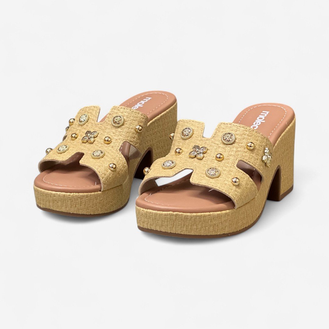 Tamanco Moleca Clog Plataforma Tressê Natural Natural 4