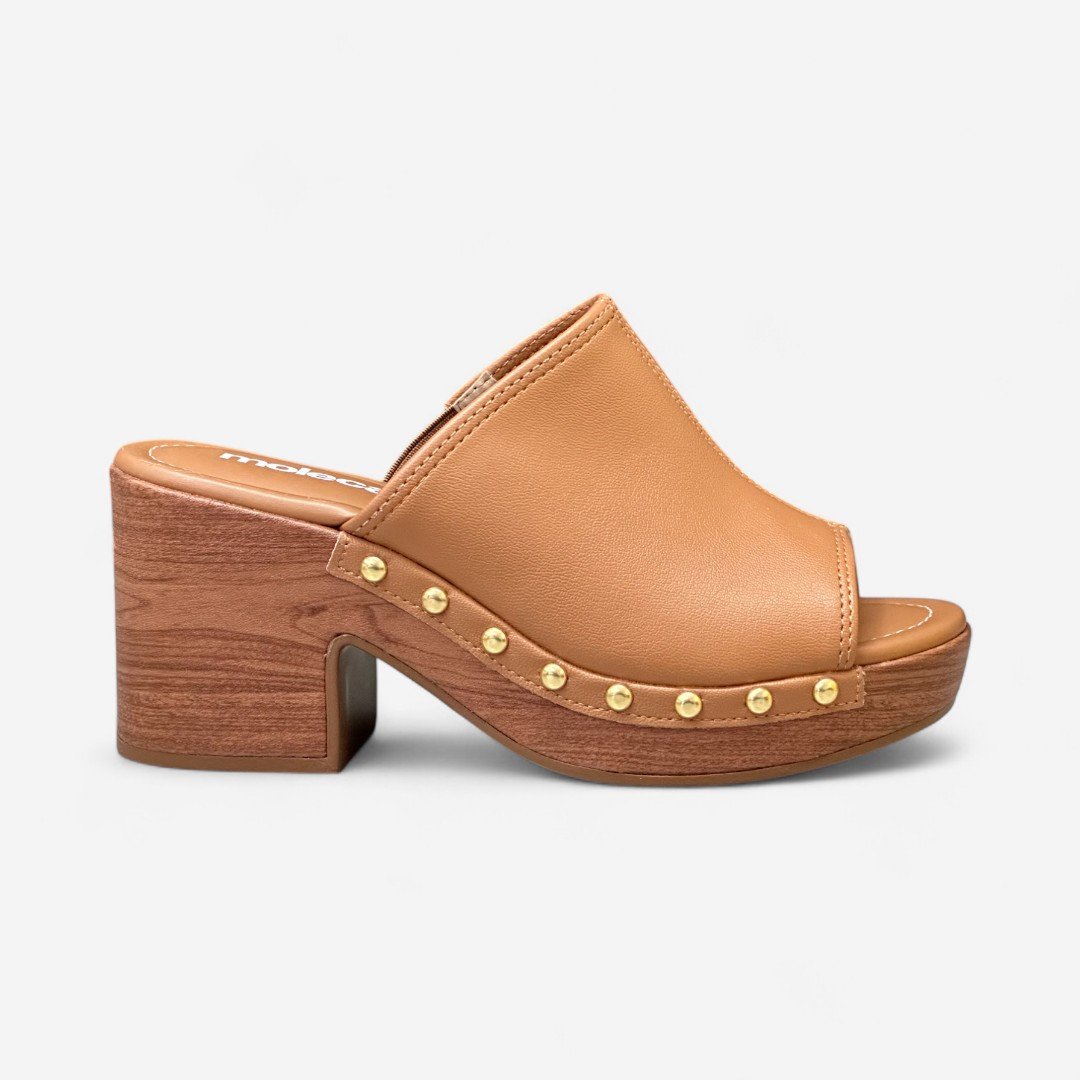 Tamanco Clog Moleca Mule Plataforma Caramelo