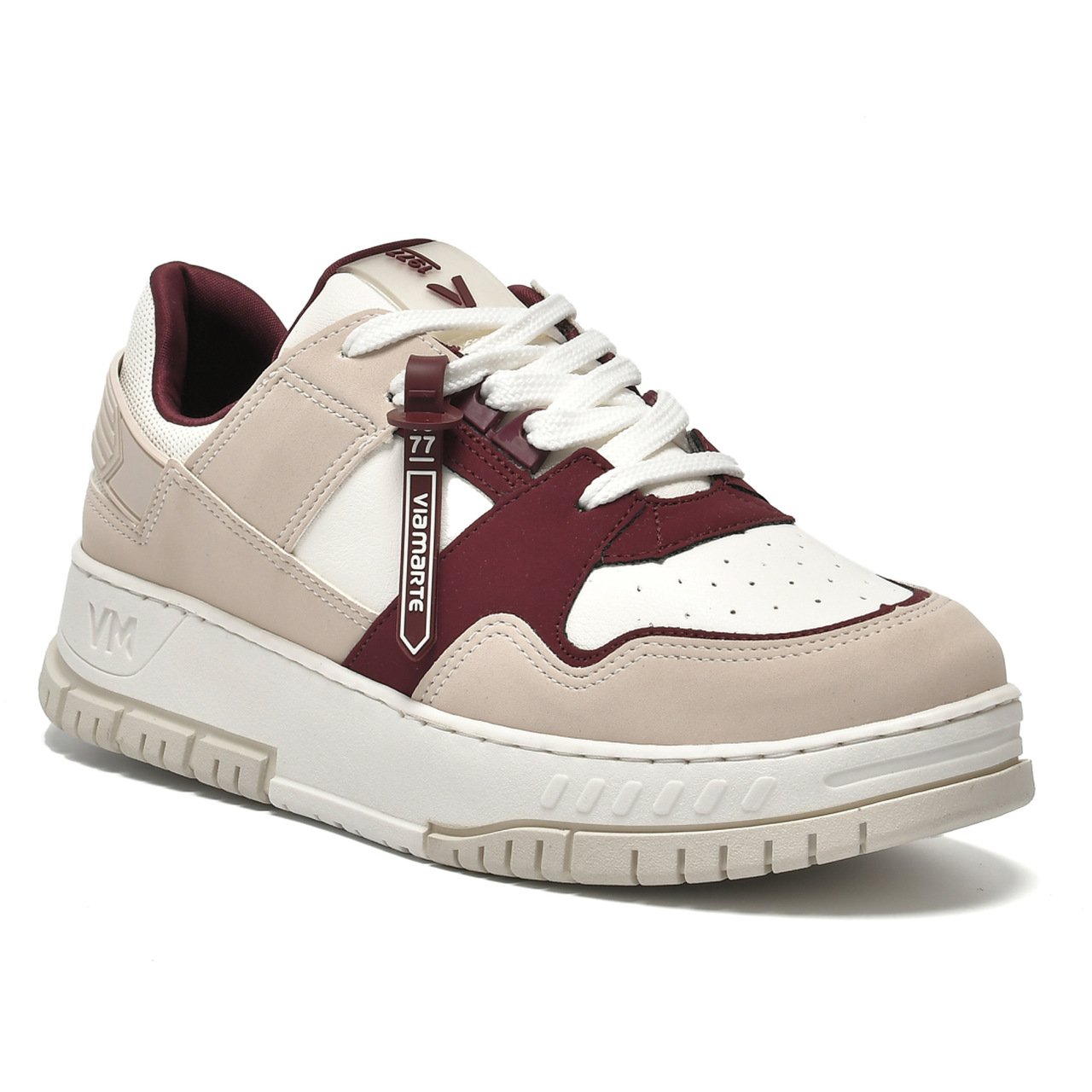 Tênis Via Marte Casual Bege/Vinho