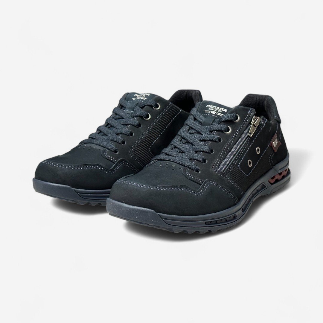 Tênis Casual Pegada Masculino Em Couro Azul Marinho Marinho/Bordô 4