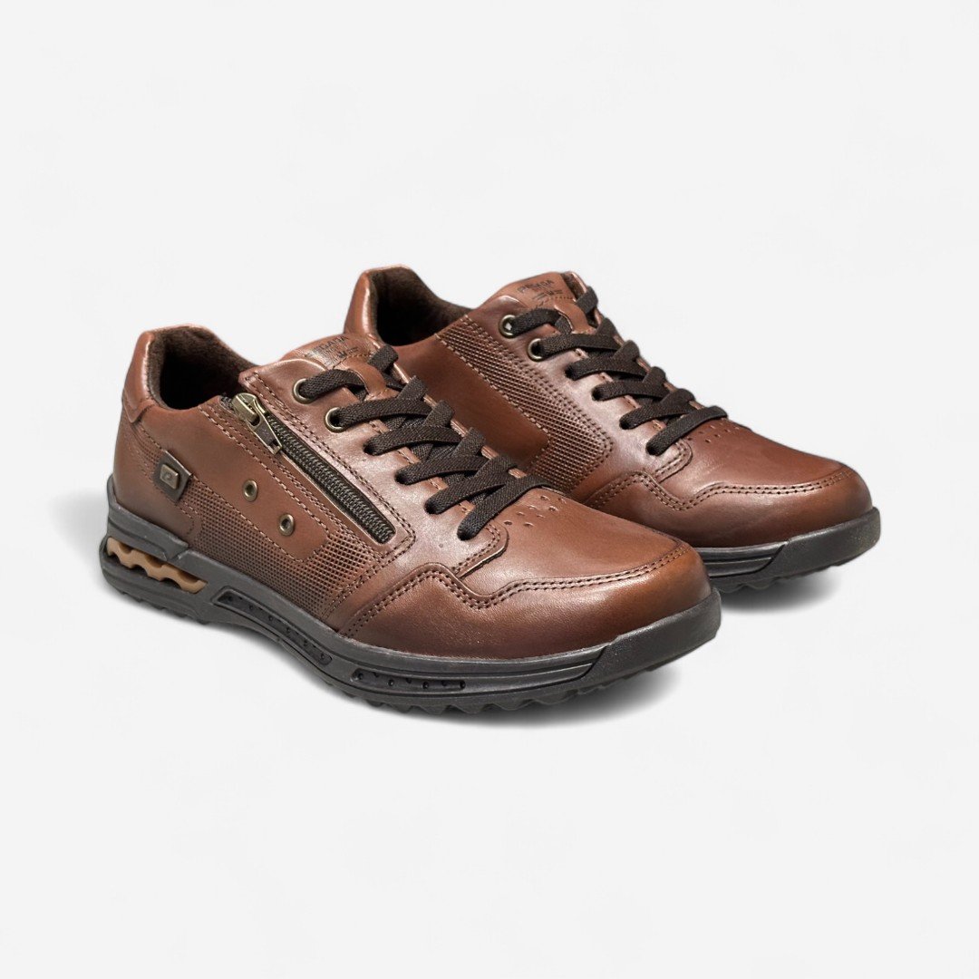 Tênis Casual Pegada Masculino Em Couro Marrom Pinhão/Dark Brown 3