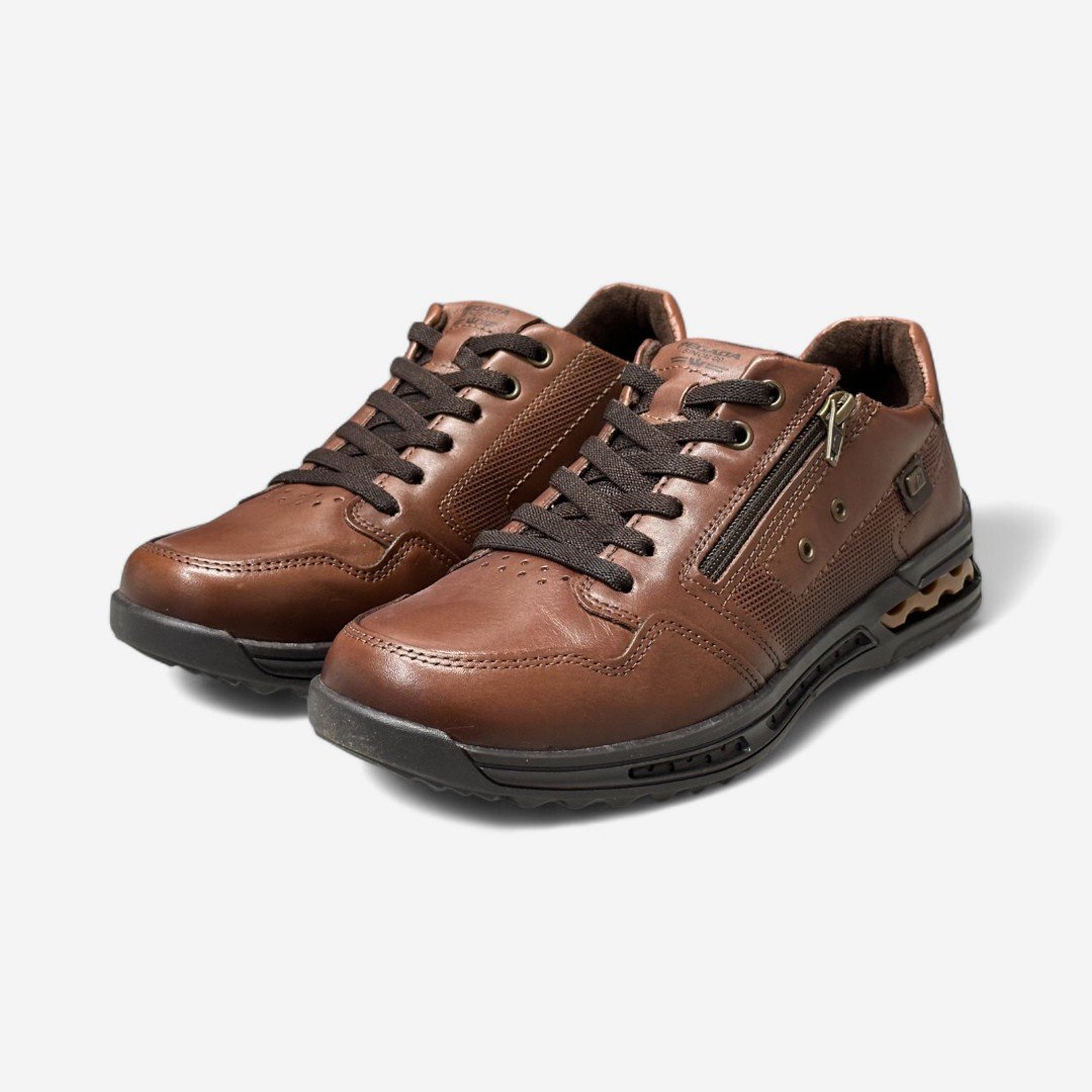 Tênis Casual Pegada Masculino Em Couro Marrom Pinhão/Dark Brown 4