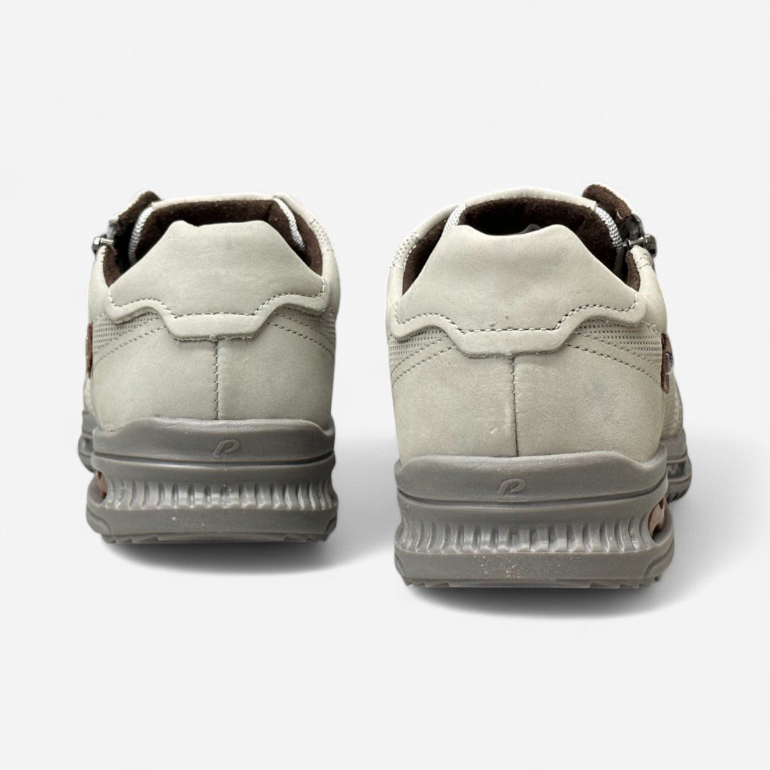 Tênis Casual Pegada Masculino Em Couro Gelo Gelo/Conhaque 5