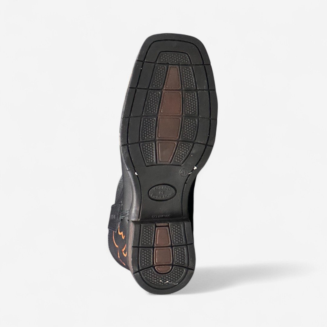 Bota Country Cano Longo Em Couro Preto Preto 6