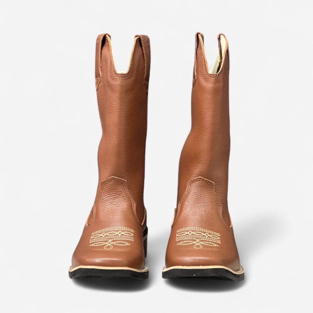 Bota Country Cano Longo Em Couro Conhaque Conhaque 4