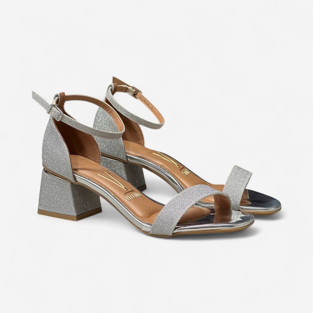 Sandália Vizzano Salto Bloco Glitter Prata Prata 3