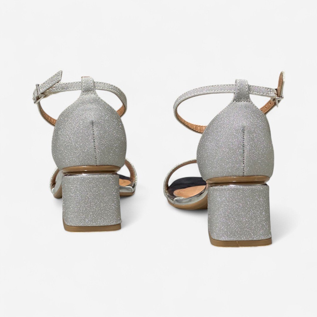 Sandália Vizzano Salto Bloco Glitter Prata Prata 5