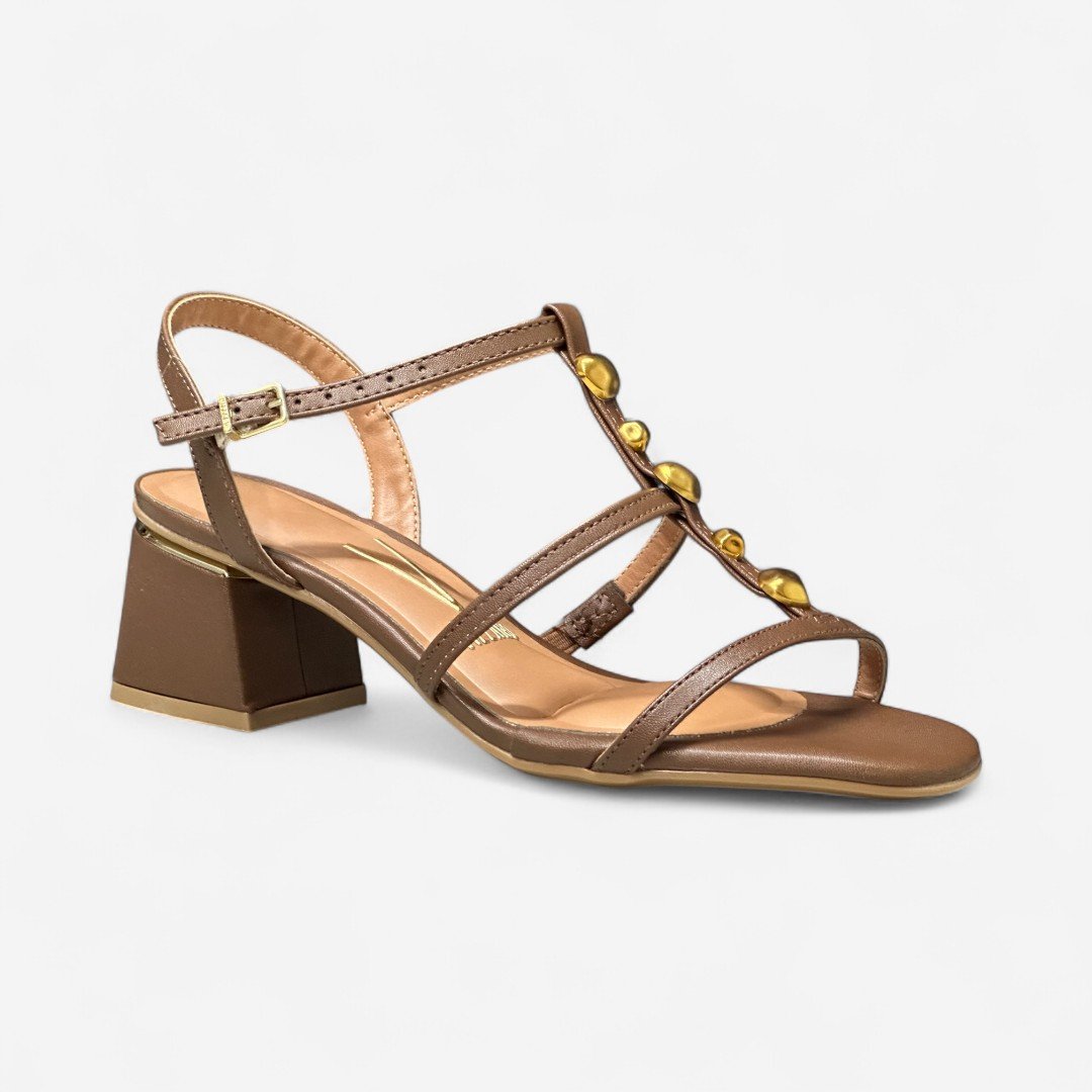 Sandália Vizzano Salto Bloco Boho Chic Marrom Capuccino 2